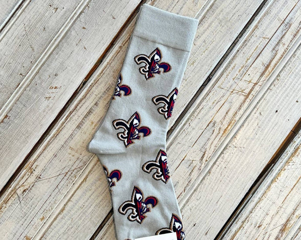 Mens Split Logo Fleur De Lis Socks