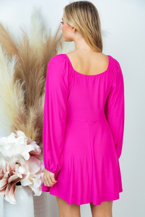 Hot Pink Long Sleeve Dress